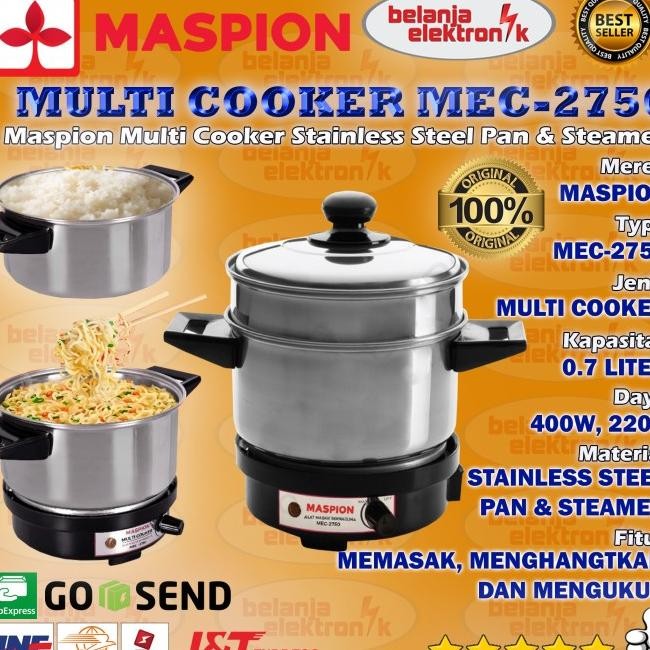 Maspion Multi Elektrik Cooker Mec 2750 Panci Listrik 0.7 Liter