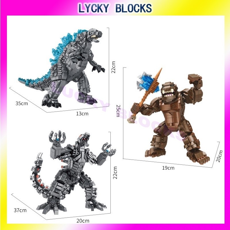Lego Building Blocks Godzilla vs King Kong Puzzle Mengumpulkan Dekorasi Meja Anak -Anak Hadiah Anak 