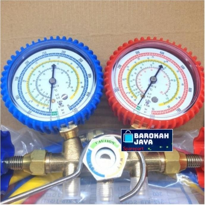 Manifold Double Multi SET Selang/Alat Ukur Tekanan Freon R22-410-134