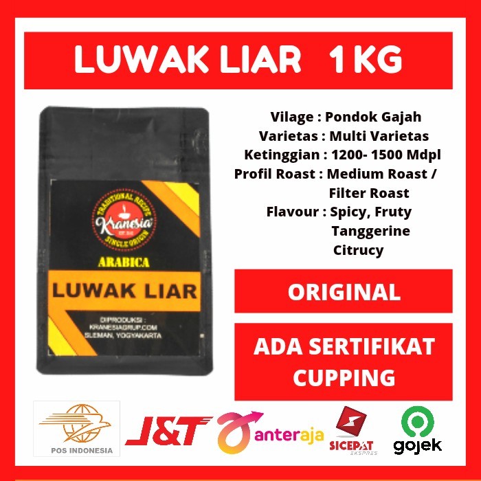 

BIJI KOPI BUBUK ARABIKA LUWAK LIAR 1KG ARABICA GAYO PREMIUM ASLI 1 KG