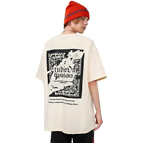 Aelfric Eden Pria Grafis Tee Vintage Tee Streetwear Besar Kaos Kasual Unisex Musim Panas Atasan |wXY