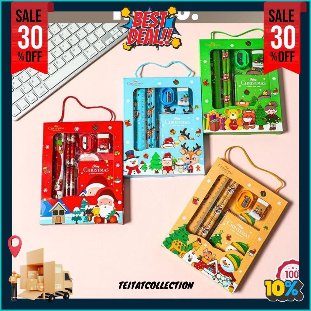 

Alat Tulis Set Christmas Edition/ Set Stationery X-Mas/ Paket Alat Tulis Tema Natal/ Souvenir Ulang Tahun Anak/ Kado Natal Anak Cod