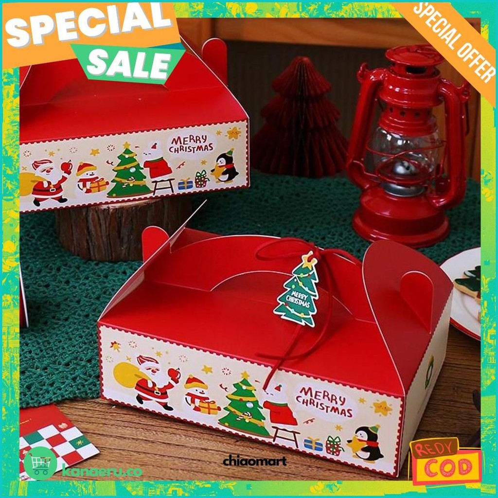 

New - Kotak Kue Natal - Kotak Kemasan Kue /Permen / Cupcake - Portabel Christmas Box - Kotak Hampers Natal Murah