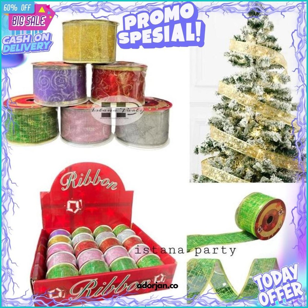 

Pita Natal Rol / Dekorasi Hiasan Pohon Natal / Pita Kawat Motif 2,7 M Sale