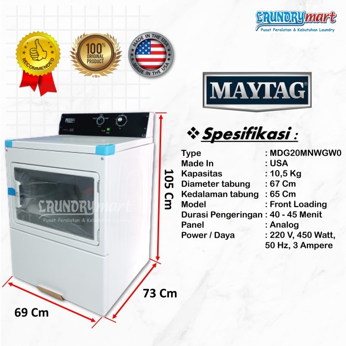 READY PROMO MAYTAG MESIN PENGERING GAS LAUNDRY 15KG