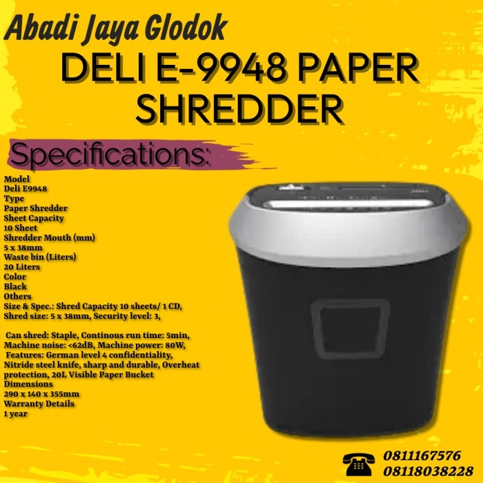 DELI E-9948 PAPER SHREDDER