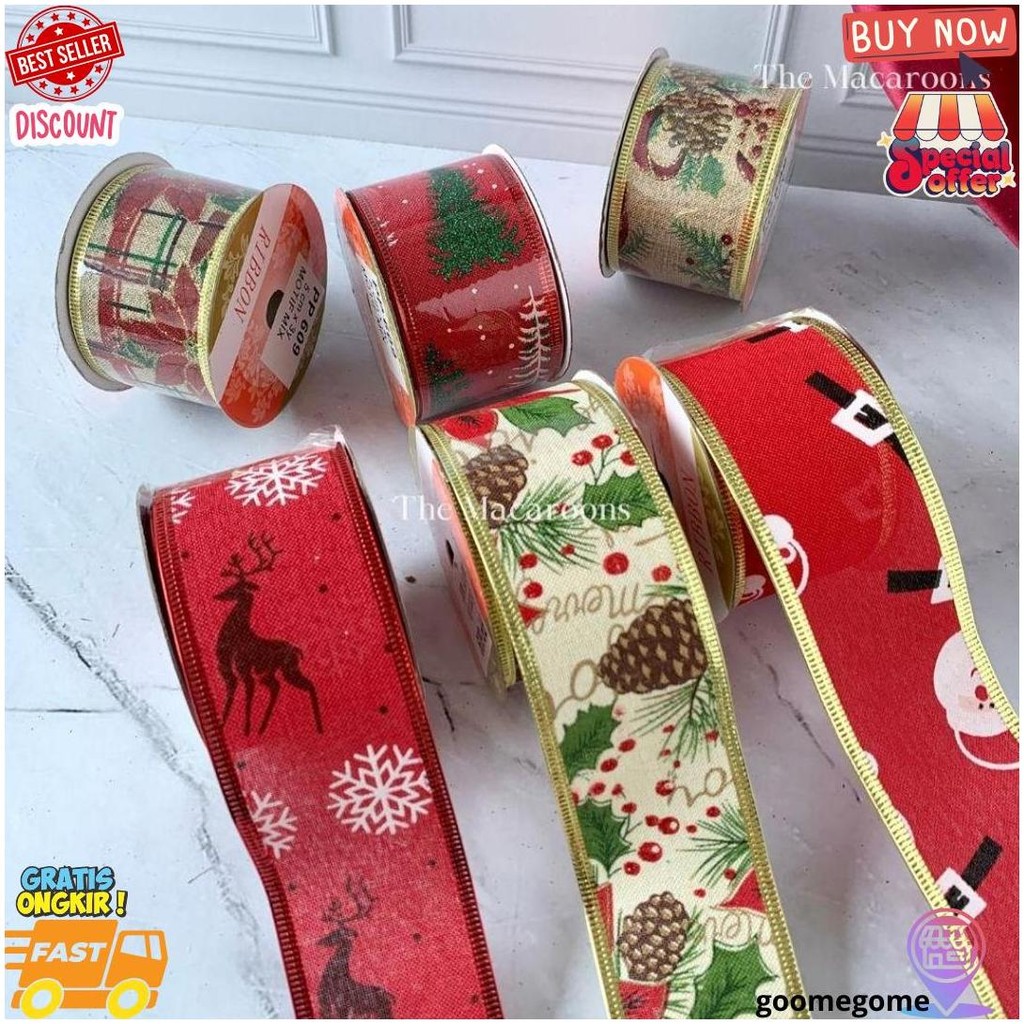 

Pita Roll Natal Hiasan Dekorasi Kado Natal / Pita Hias Hampers Parcel D Promo 11.11 D Terlaris