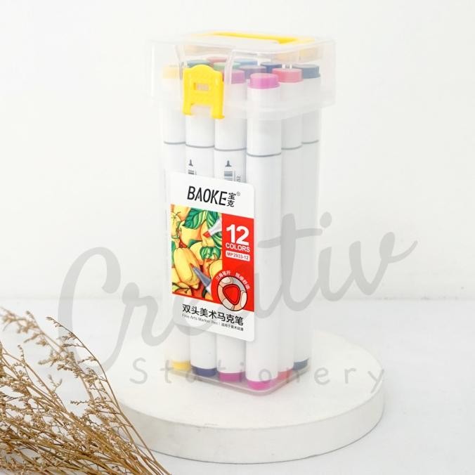 

BAOKE Spidol Set 12 Warna 2 Sisi Two Sided Marker MP2933