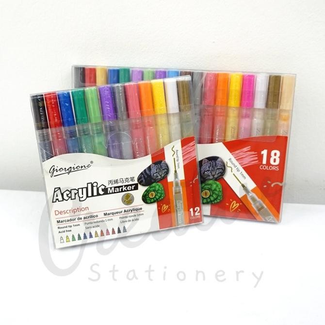 

Giorgione Acrylic Marker Pen Set Spidol Akrilik Cat Paint 12 18 Warna G-MK1105