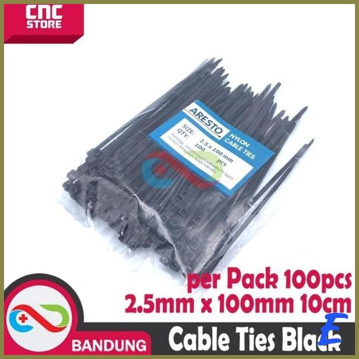 

| CN | CABLE KABEL TIES TIS 2.5X100MM 10CM - HITAM PACK 100PCS