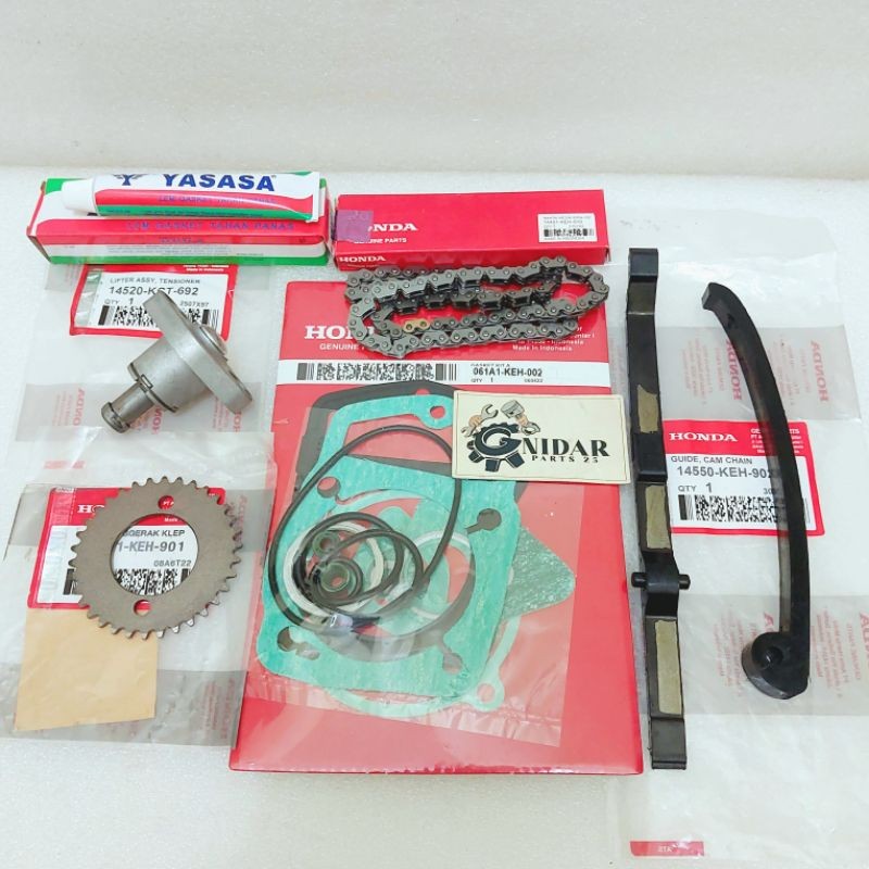 Paket Rantai Keteng + Gigi Sentrik + Tensioner + Tonjokan + Top Set + Lem Gasket Neotech GL Pro GL M
