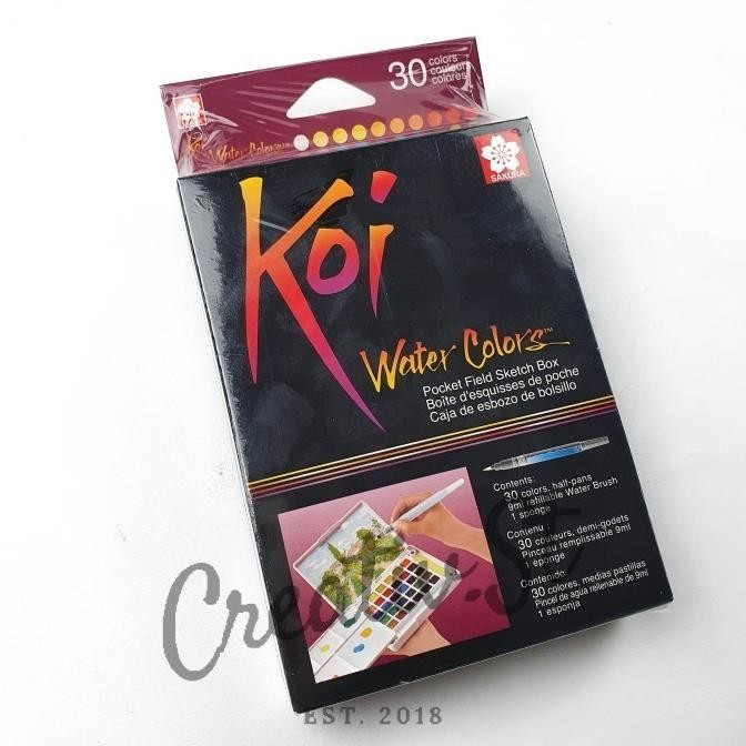 

TERMURAH - Sakura Koi Watercolor 30 Pocket Field Sketch Box Cat Air