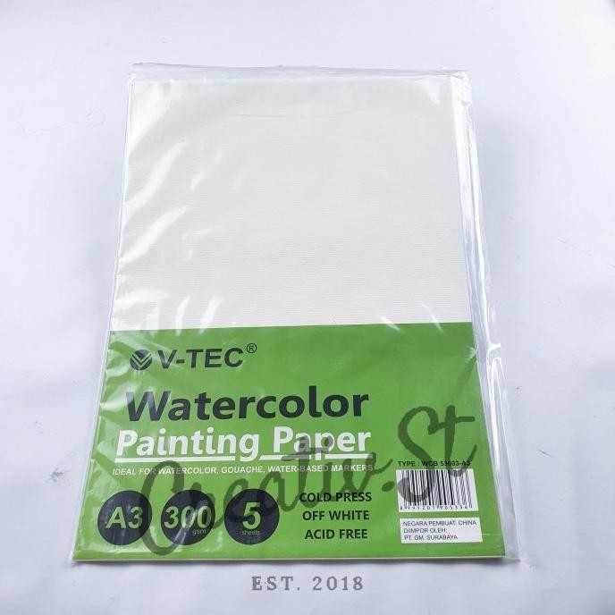 

TERBARU - V-tec A3 Water color Paper Sheets 300 GSM Cold Press Watercolor