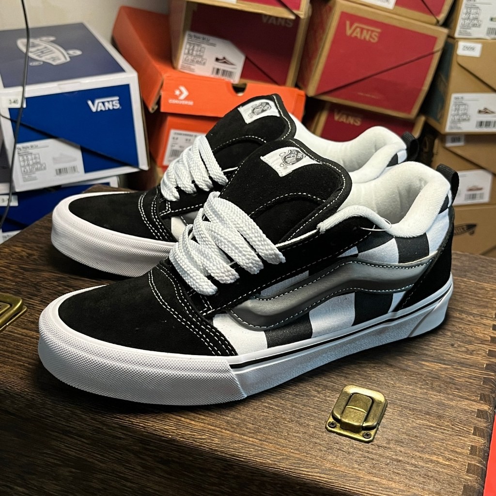 Vans Knu Skool Sepatu Kasual Low-Top Kotak-kotak Hitam Putih |9A5B75CC|