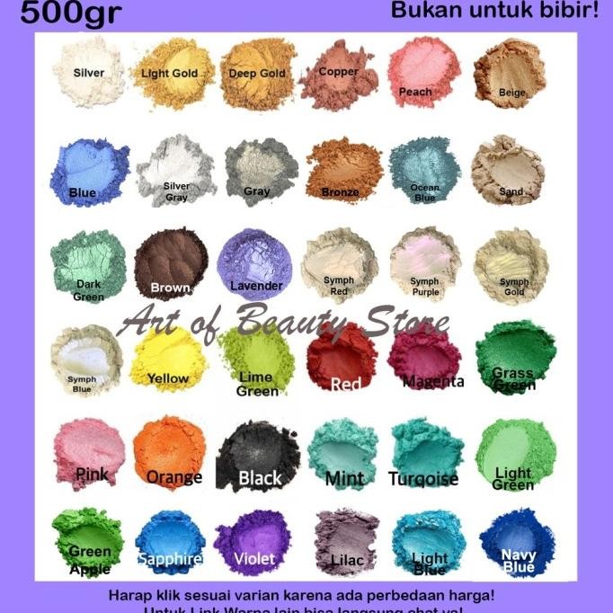 

TERMURAH - 500g Metallic Powder Bubuk Metalik/ Bubuk Mica Powder/ Pewarna Sabun