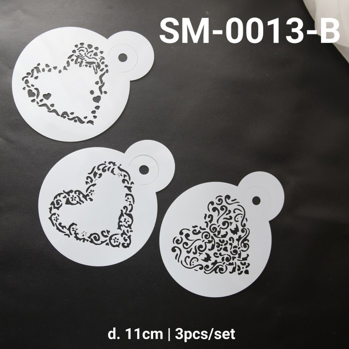 

$$$$] GR-SM-0013 Cake stencil stensil pinggiran kue kopi bunga mawar hati