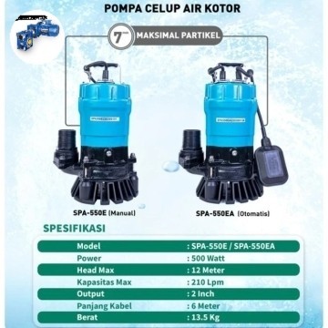 POMPA CELUP WASSER SPA-550E/MANUAL POMPA AIR KOTOR