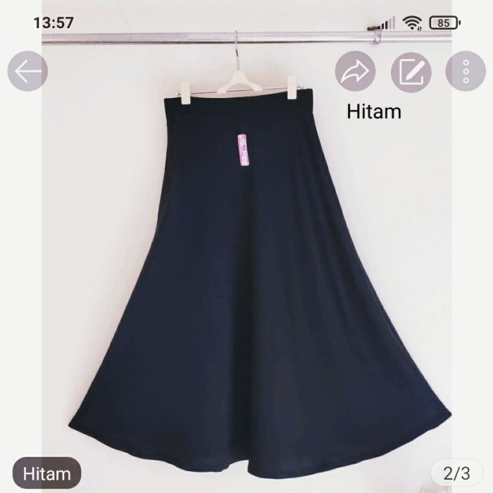 rok payung panjang Scuba premium Rok Putih Polos Rok Lebar Rok Hitam