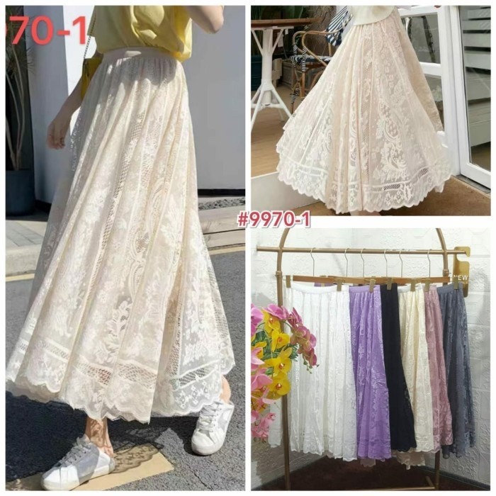 Bawahan Rok Panjang Jumbo Lace Brukat Import Bigsize Wanita Muslim