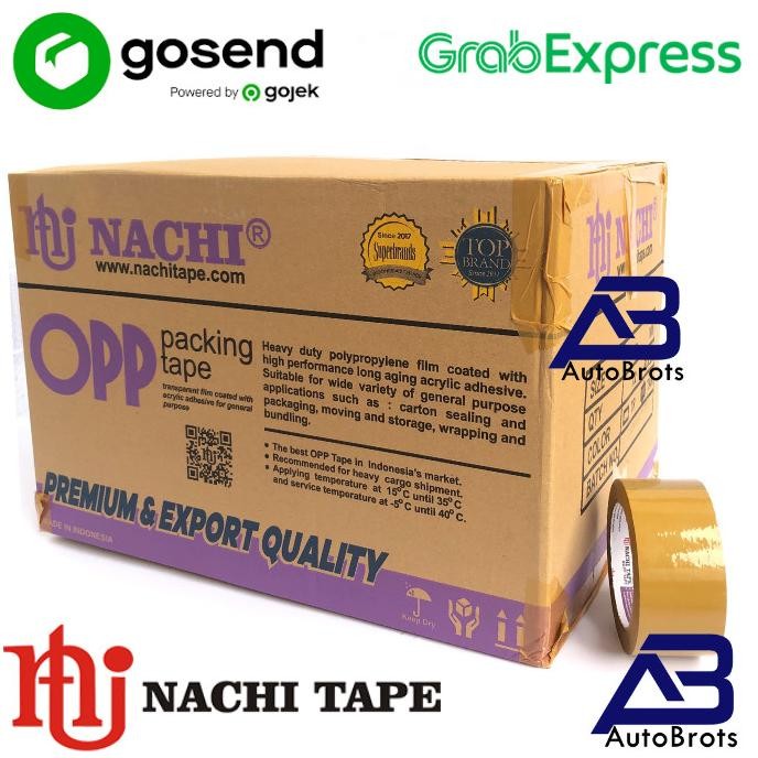 

BEBAS ONGKIR - 1 Dus/72Roll Nachi Tape OPP Lakban Packing Coklat 2 Inch (48mm) X 90Y