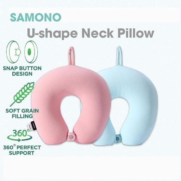 ] SAMONO Bantal Leher Travel Anti Pegal Lembut Dewasa Multifungsi
