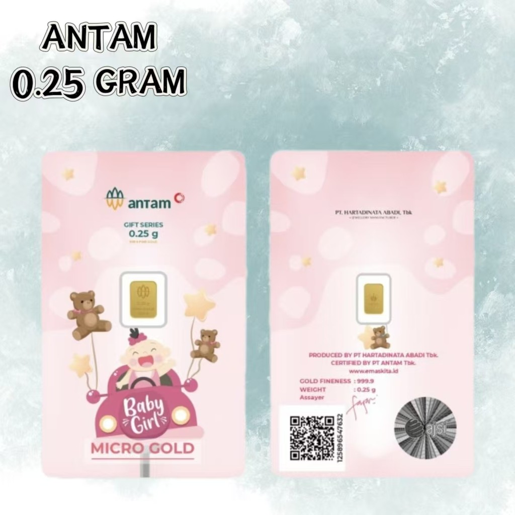 Emas 0.1 Gram Certicard Emas Antam Logam Mulia Antam Gold 0.25 Gram Baby girl series