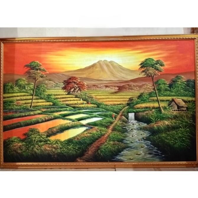 

#####] Lukisan Sawah / Lukisan Ikan Buatan Tangan uk. 135cm x 85cm (per 1 pcs)