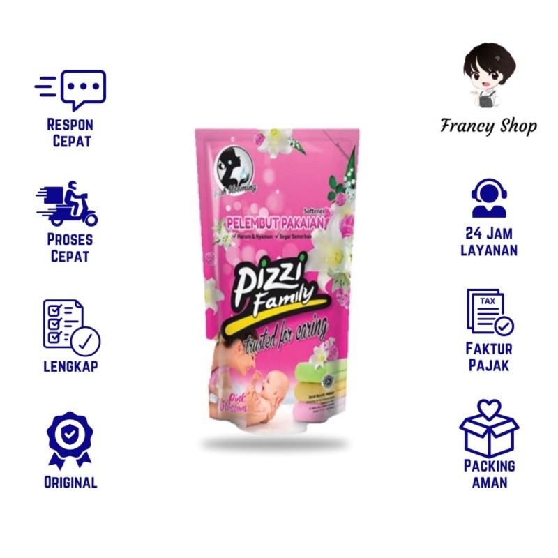 Pizzi Softener Pink Pelembut dan Pewangi Pakaian 900 ml