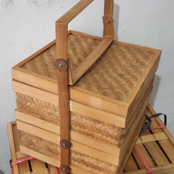 Rantang Bambu Kotak Susun 2