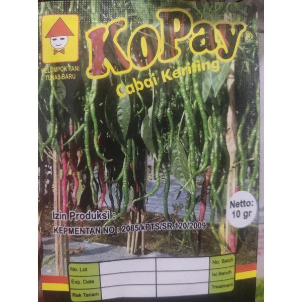 Benih Cabe Keriting Kopay 10 Gram Cabai Kriting Lokal Asli Sumbar -Gratisongkir