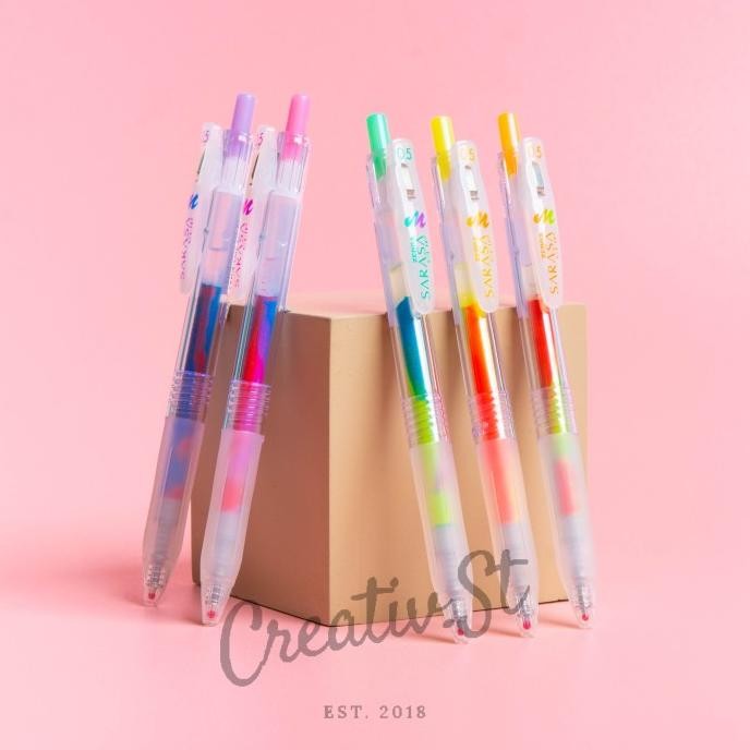 

TERMURAH - (1 pcs) Pulpen Gel Zebra Sarasa Clip Marble Rainbow Color 0.5