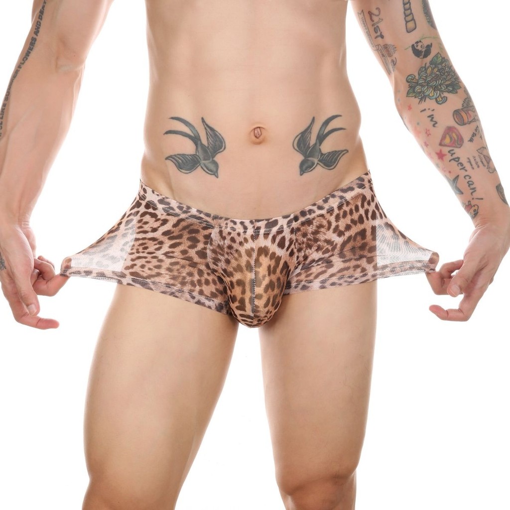 Boxer Pria Seksi Tembus Pandang Motif Macan Tut00