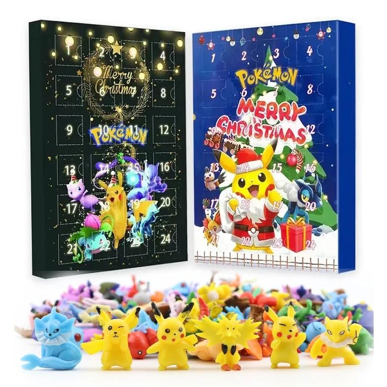 in stock 24pcs set pokemon figure christmas halloween advent calendar box gift ball pikachu elf anim