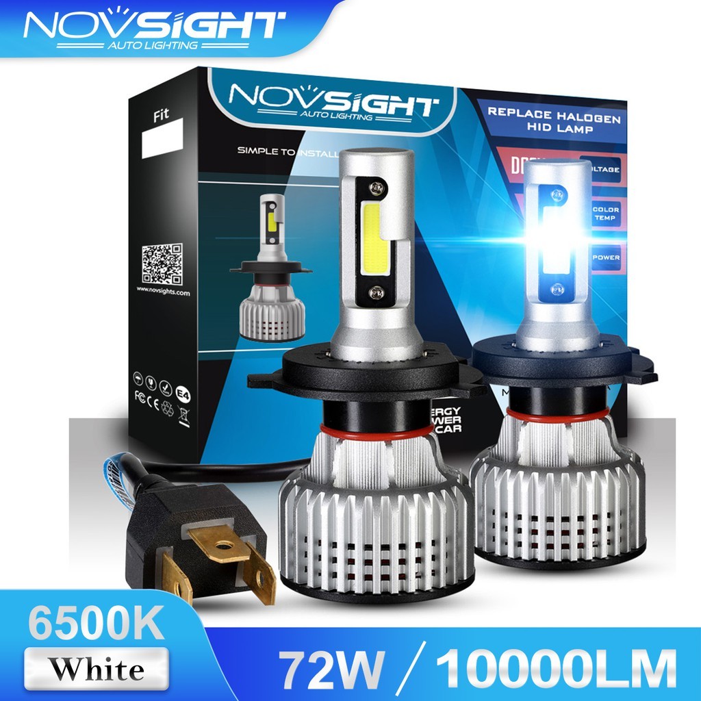 Novsight N12 H4 9003 HB2 Lampu Depan LED 72W 10000LM Hi&Lo Beam Kecerahan Tinggi Stok Tersedia |F146