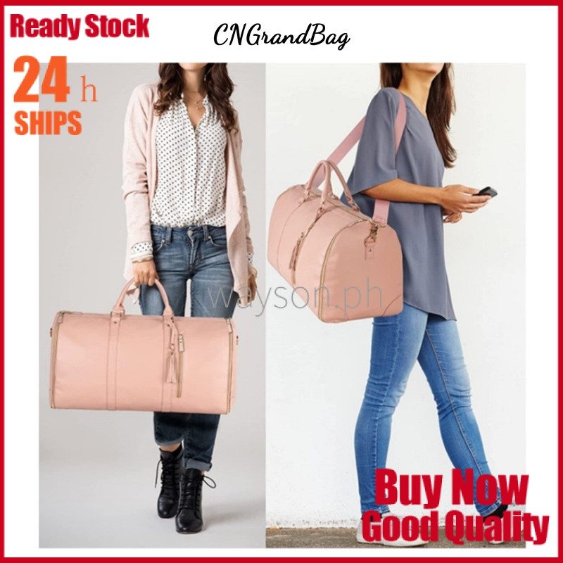 {STOK TERSEDIA}Tas Penyimpanan Setelan Lipat PU Besar Wanita Baru Tas Koper Kapasitas Besar Tas Trav