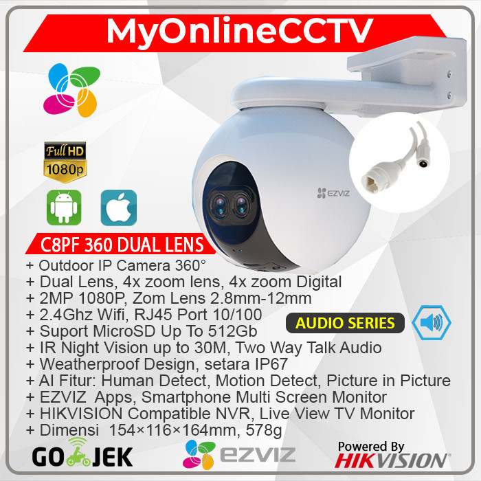 EZVIZ C8PF 1080P PTZ 4x Zoom Lens IP Camera Wifi Paket CCTV Wireless
