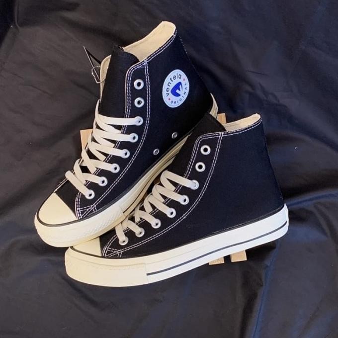 Sepatu Ventela 70s Etnic High Hitam Putih 100% Original