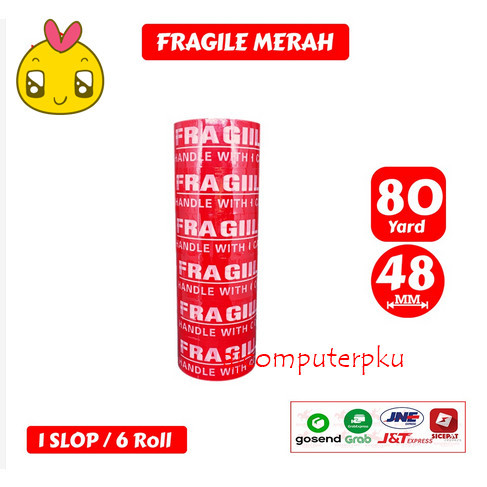 

Lakban OPP Tape / Lakban Fragile Merah Tape 80 Yard (1 Slop) Pekanbaru