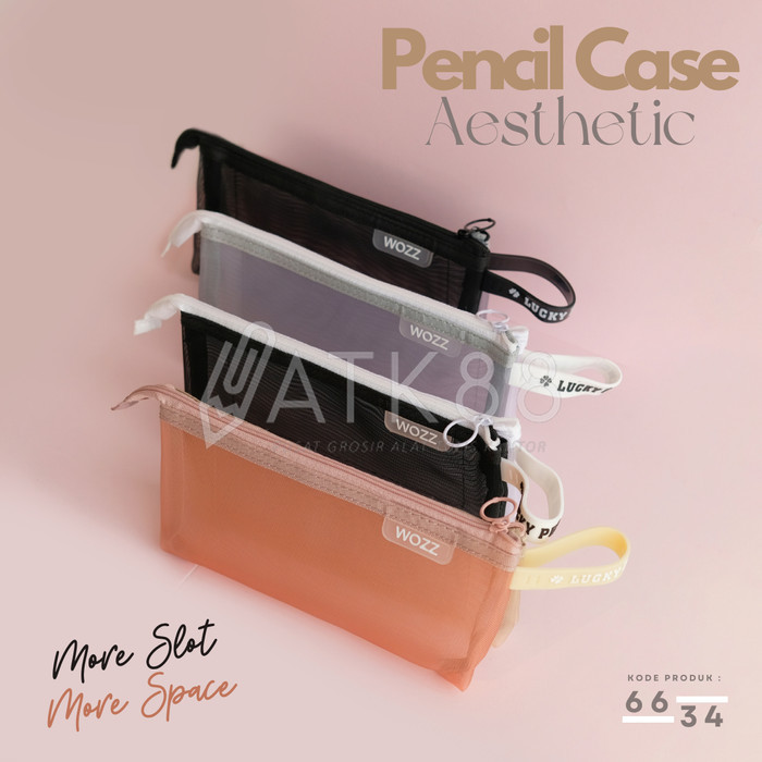 

Sale Tempat Pensil Transparan Two Tone 6634 / Pencil Case Resleting Pouch