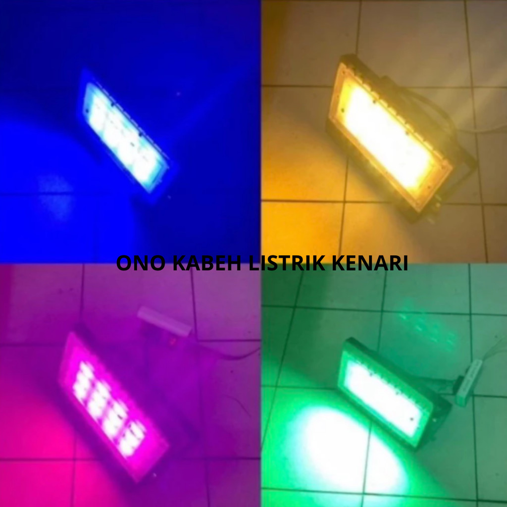 LAMPU SOROT TEMBAK 50W LED FLOOD LIGHT BIRU PINK MERAH PUTIH 50 WATT SMD