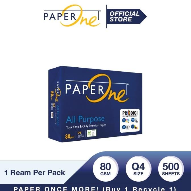 

Terlaris PaperOne Kertas Quarto 80gr All Purpose 1 Rim (500 lembar) Kertas HVS SALE