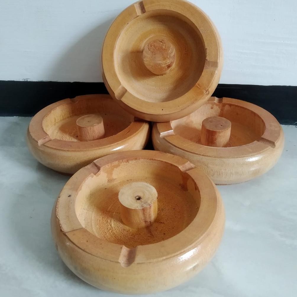 Asbak Kayu Mahoni Polos Warna Natural