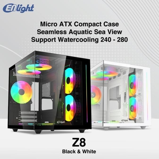 TERBARU - Enlight Z8 MicroATX Compact Case Seamless Aquatic Sea View +3fan