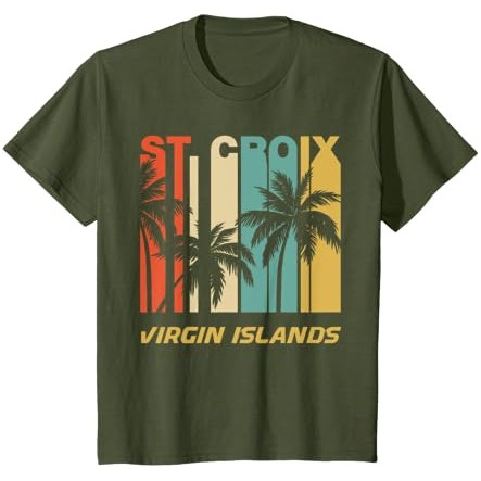 Kaos Liburan Retro St. Croix Virgin Islands Palm Trees |ysstcx7C|