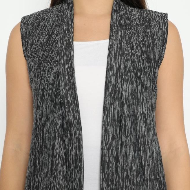 Duapola Outer Rompi Panjang Wanita Sty Long Vest 8055 - Hitam