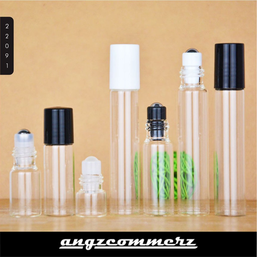 Botol Roll On Kaca Bening Roll On Glass Bottle White Cap 2ml