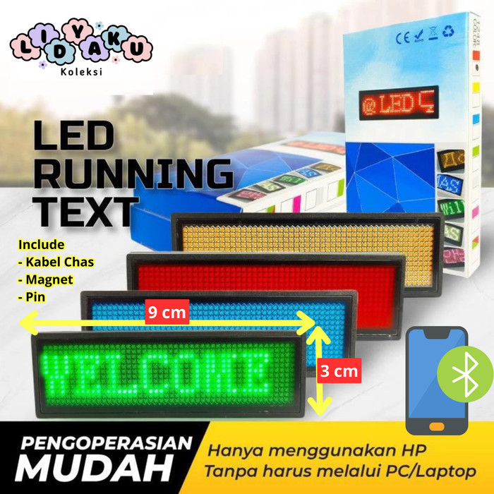 

HARGA DISC - LED PAPAN NAMA BERJALAN/LED Badge/Nametag LED/Bluetooth Android IOS