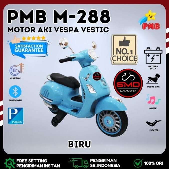 Motor Aki Mainan Anak Cas Listrik PMB 288 Vespa Murah BDG