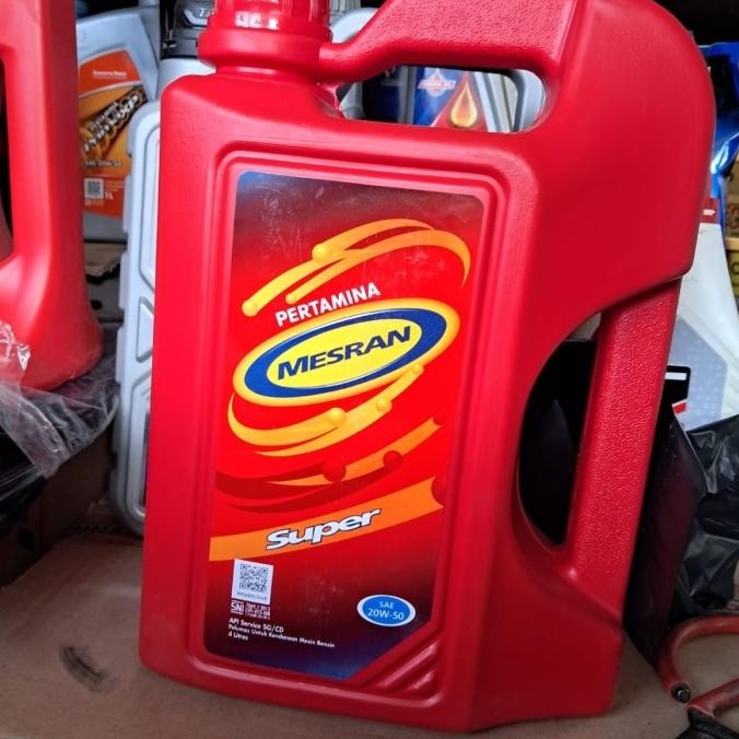Oli Mesin Mobil Bensin Mesran Super 20W-50 Sae Galon 4L 4 Liter Ori Terbaik
