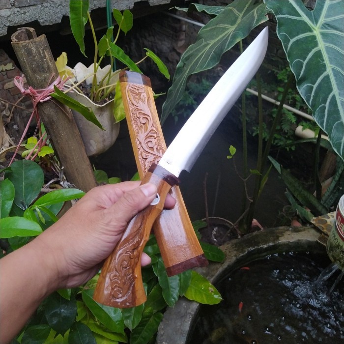 Termurah Golok Sembelih Baja Per Pulltang Tarisi Kayu Ukir